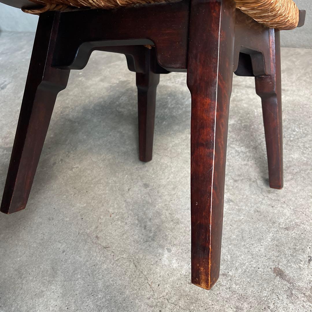 松本民芸家具 柳宗悦デザイン ビンテージ ラッシスツール ミズメ桜無垢材 太蘭草