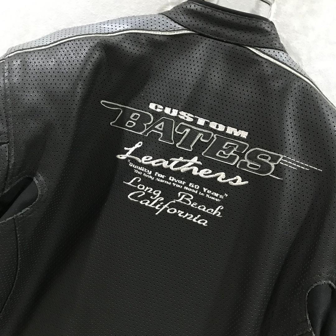 ＢＡＴＥＳ パンチングレザージャケット プロテクター ライダース 黒 ＸＬ