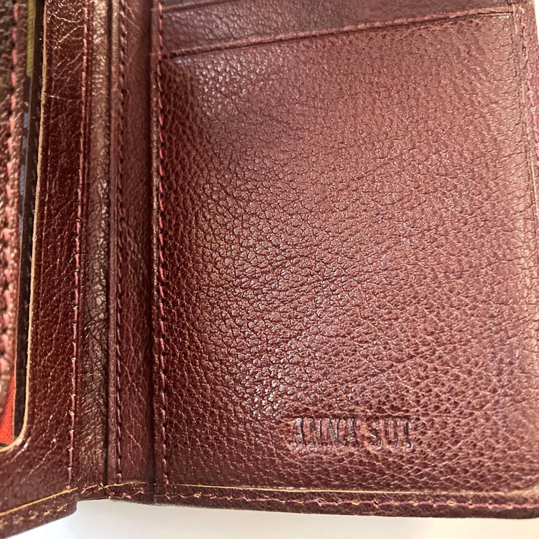 【極美品】 アナスイ ANNA SUI 牛革 折り畳み 財布 パスケース 口金