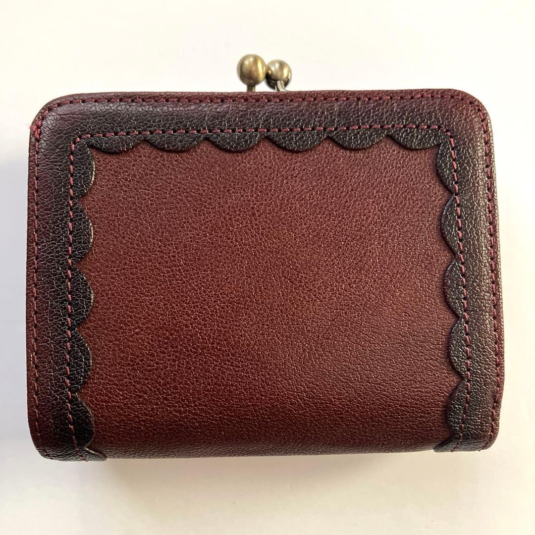 【極美品】 アナスイ ANNA SUI 牛革 折り畳み 財布 パスケース 口金