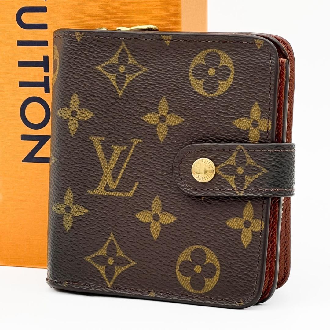 【美品】ヴィトン モノグラム コンパクトジップ 二つ折り 財布 M61667