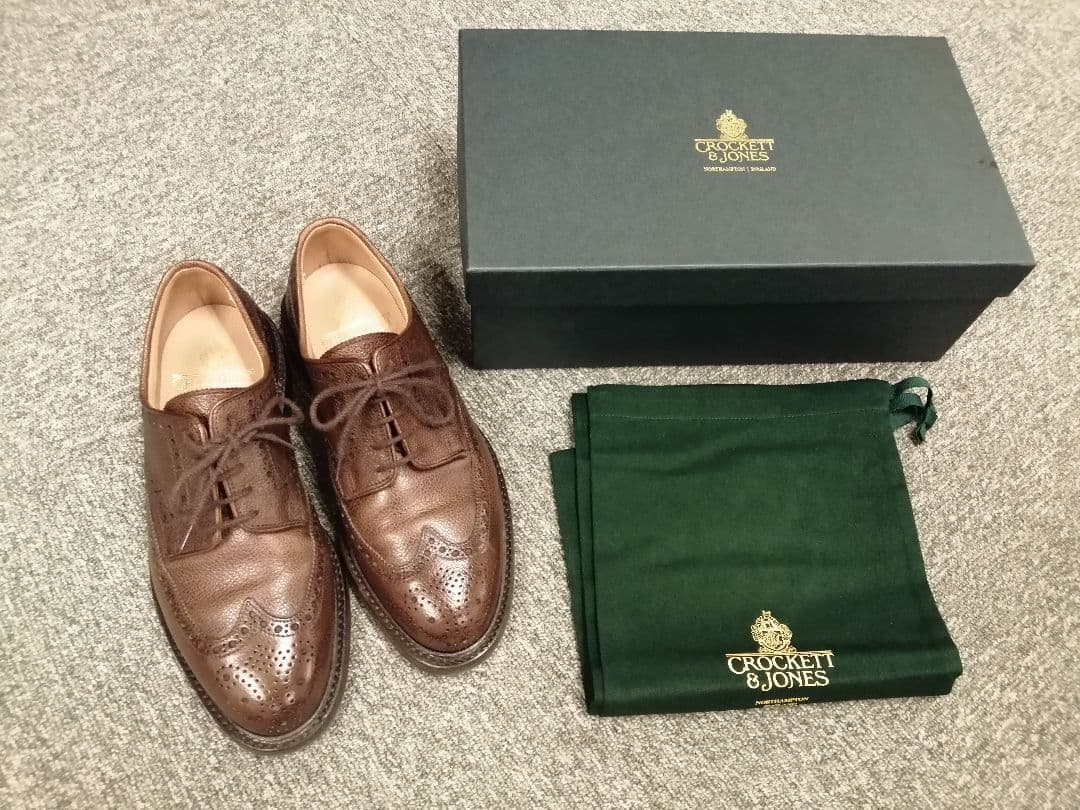 着用数回 クロケット&ジョーンズ ウイングチップ ダークブラウン UK5
