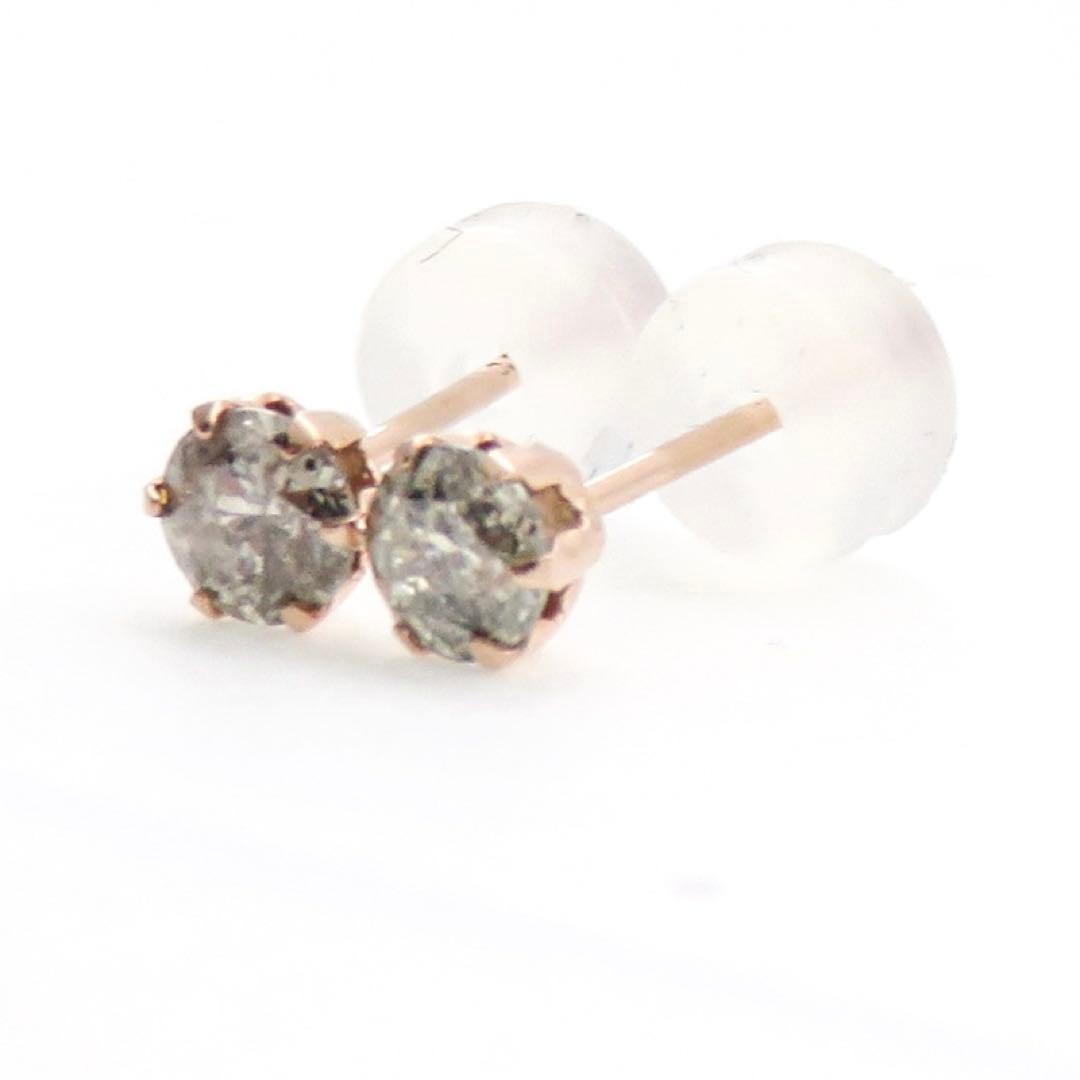 ハ*チ様 【本物保証】K10PG 天然ダイヤモンド 計0.38ct ピアス　一粒