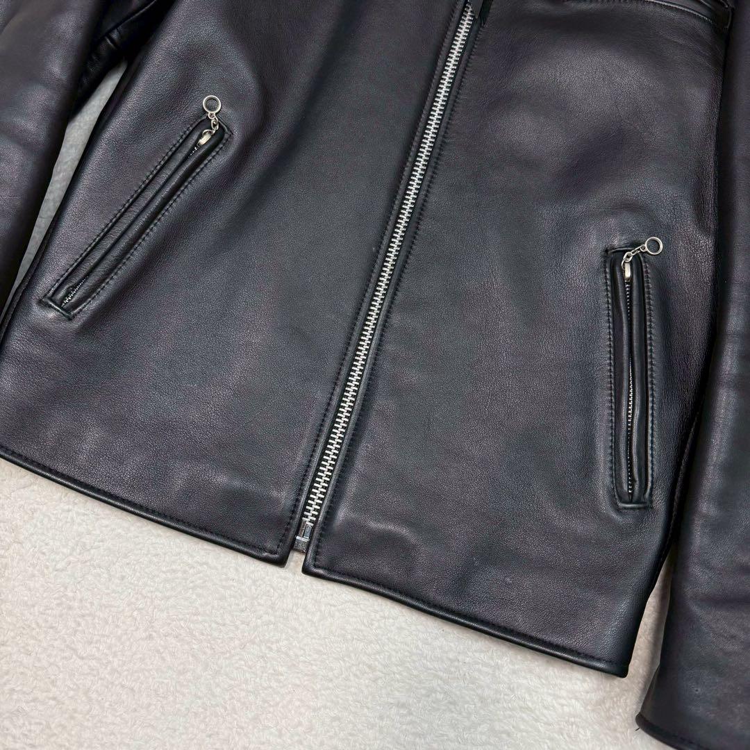 美品 CONTII ライダースジャケット シングル 本革 キルティング ブラック