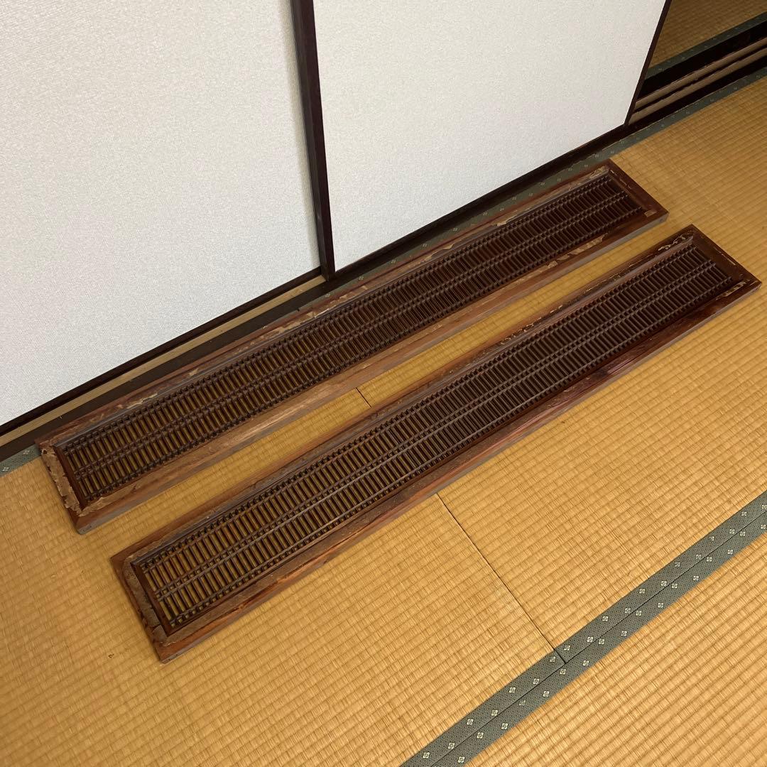 組子細工　木製欄間　建具 らんま 明り取り古民家 オブジェ レトロ 2枚 ③