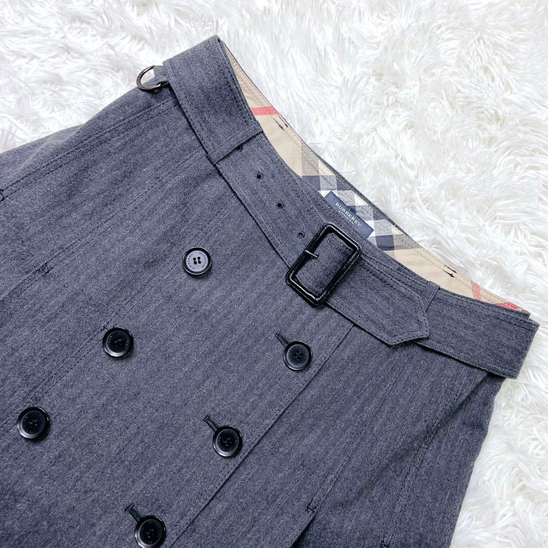 美品✨ バーバリーロンドン ウール トレンチスカート プリーツ 40 グレー