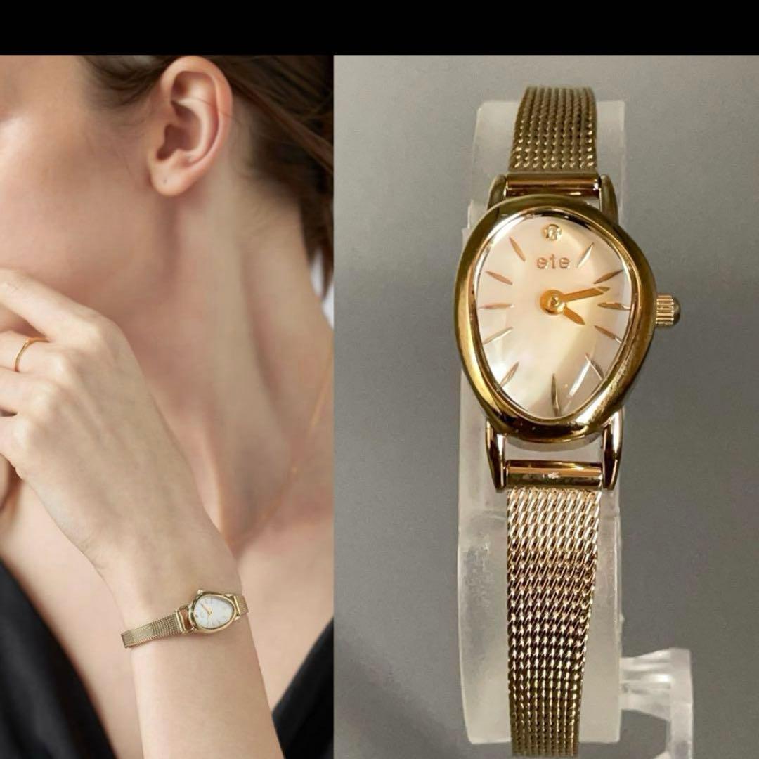 エテ　ダイヤモンド ジェムフェイス メッシュベルト　シェル文字盤