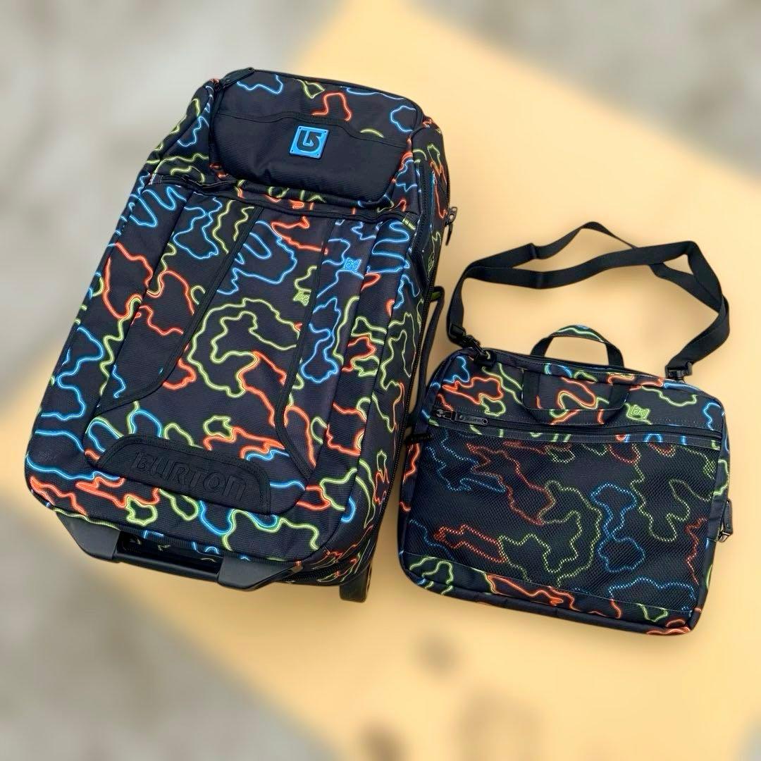 Burton キャリーバック　キャリーケース　カバン付き　ネオン柄　バートン