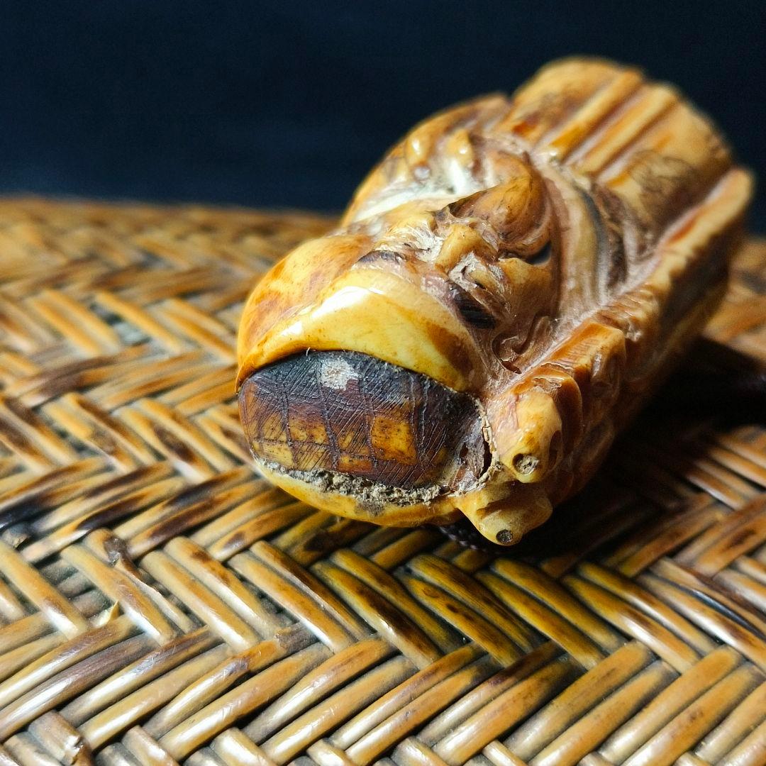 江戸骨董 根付 福神 天然素材 手彫り 時代物 旧家蔵出 蒐集家放出美品 古美術