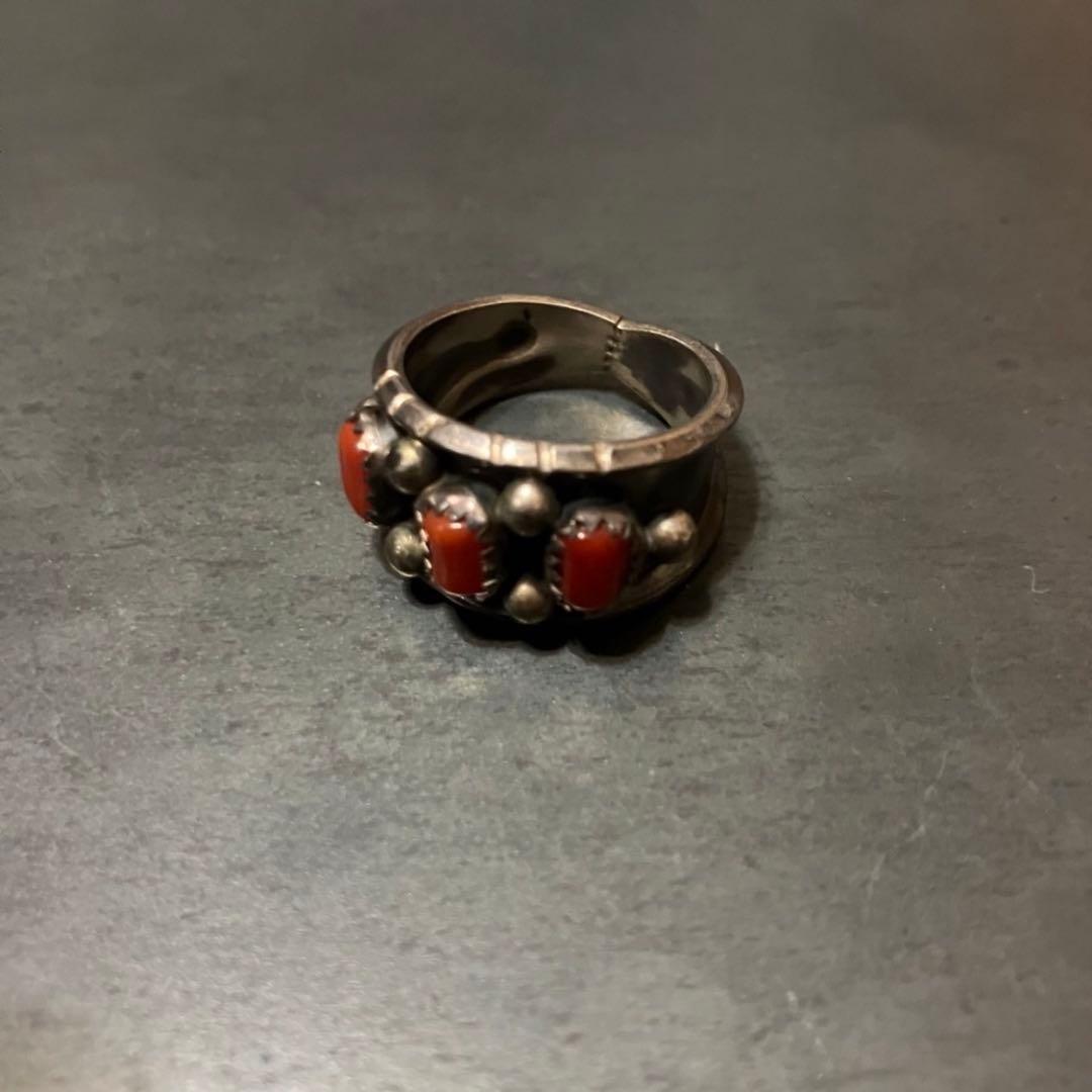 SILVER925 RED STONE DESIGN RING/シルバー/リング
