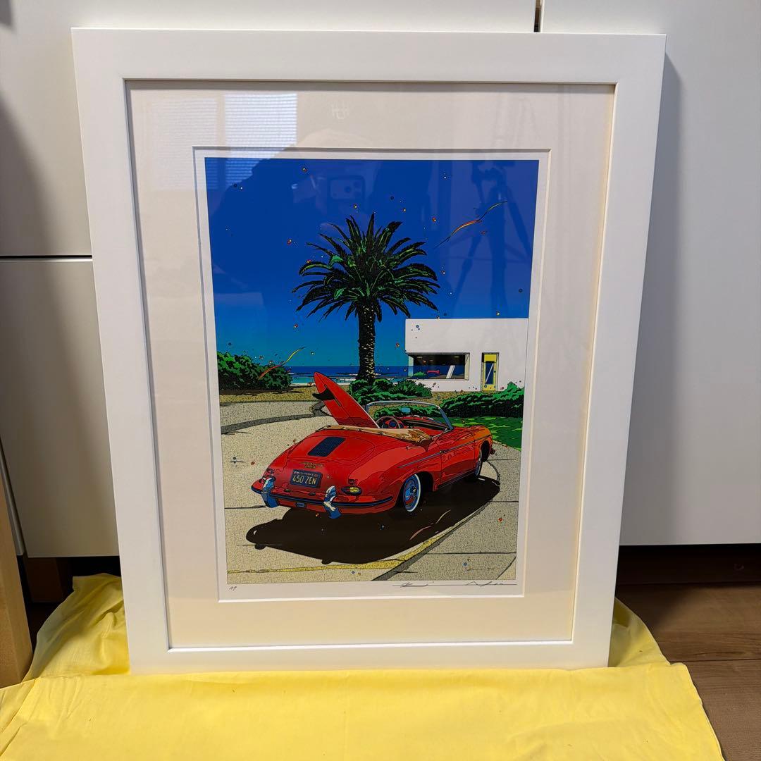 鈴木英人　ローズレッドロードスター2 シルクスクリーン　直筆サイン入り