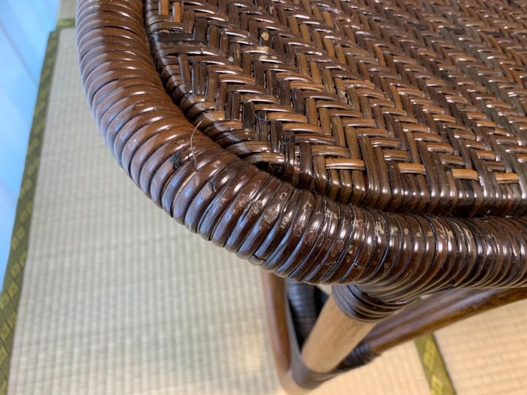 美品ラタン手編みカウチソファ