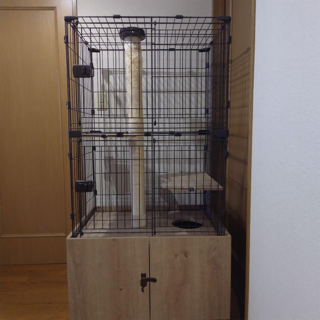 ＜引き取り限定＞キャットケージ 爪とぎポール付き　 PKC-800