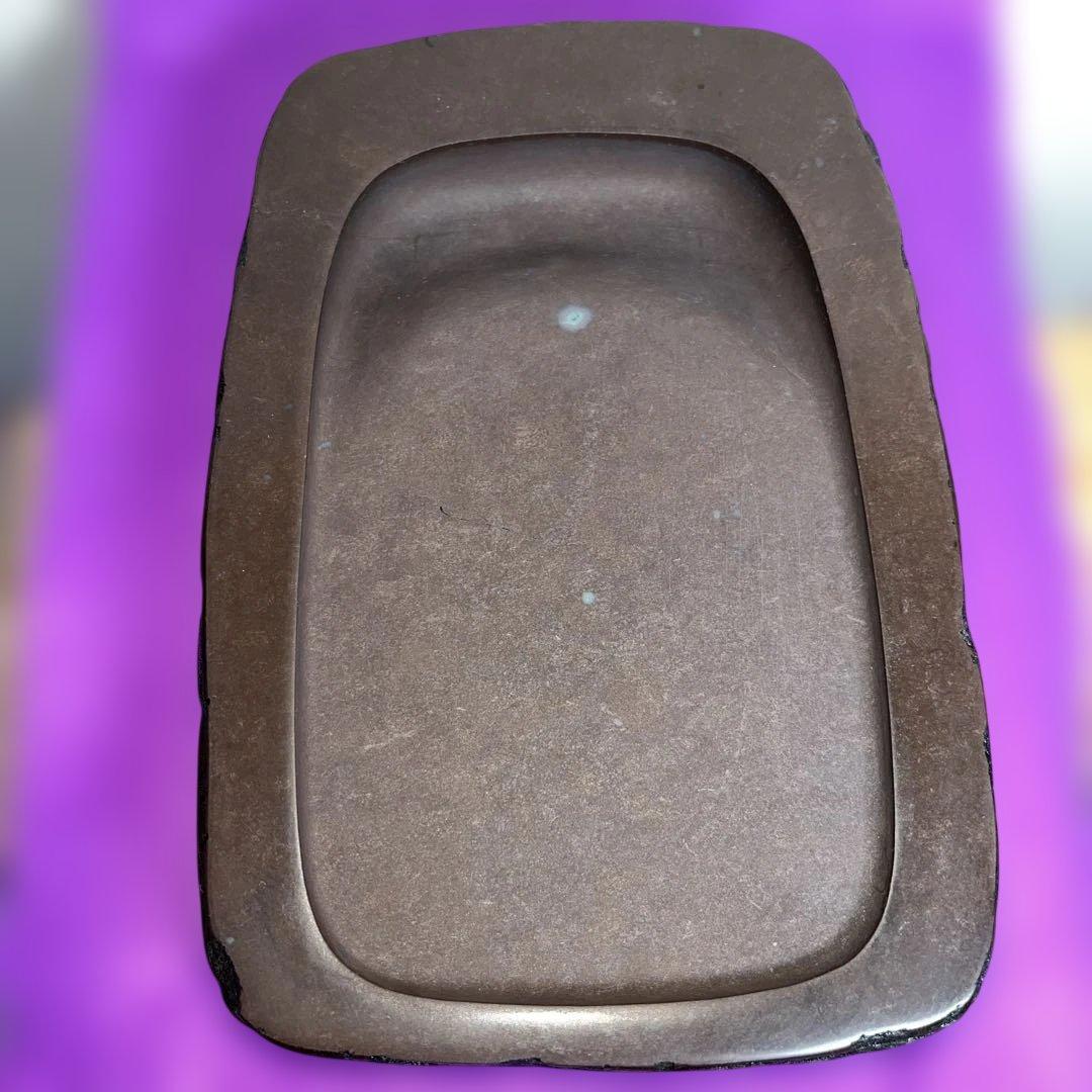 ⭕️赤間硯　野面硯　名工　日枝敏夫　３代目　玉峯　六寸大　大型　シャープな品