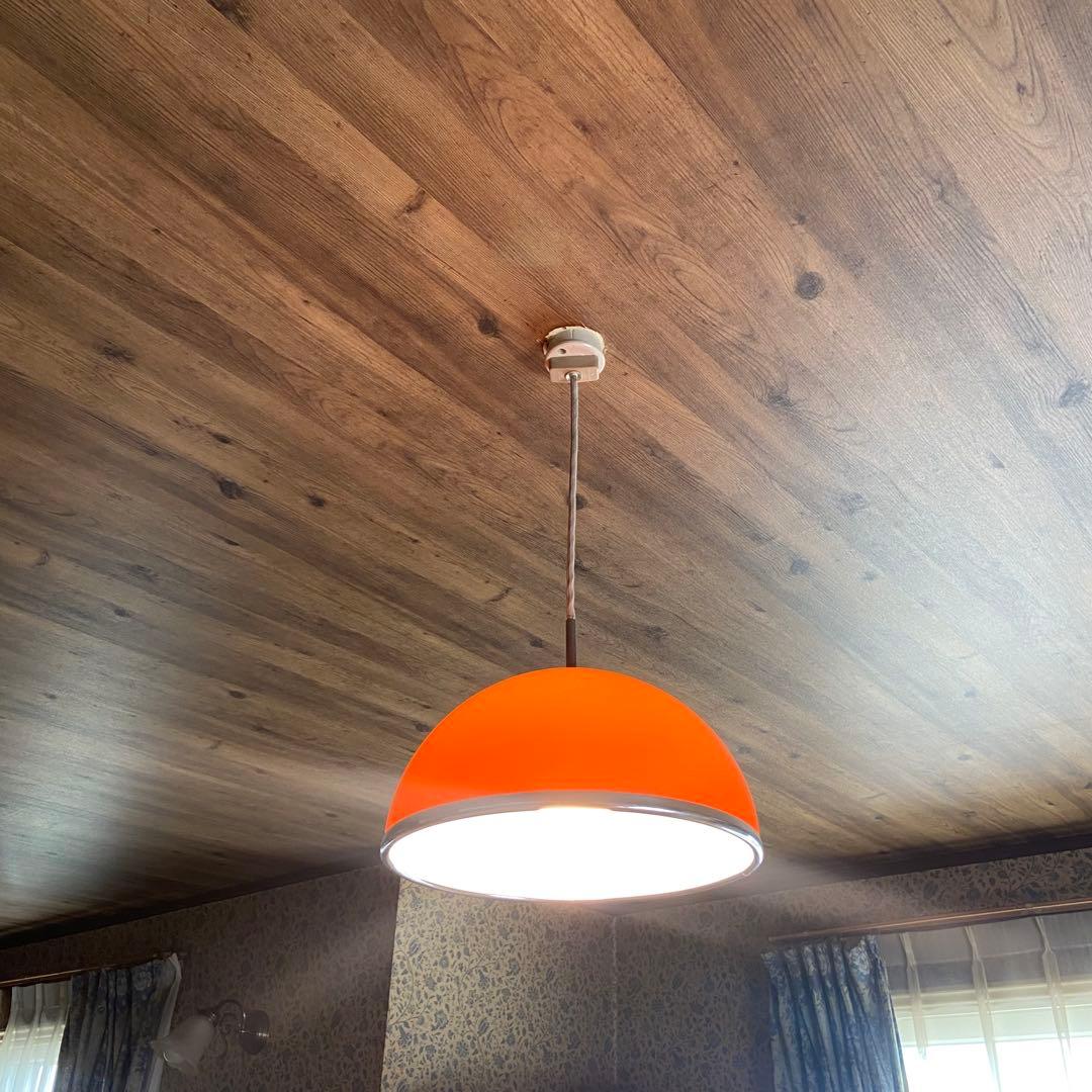 昭和レトロ　ペンダントライト　オレンジ　天井照明　スペースエイジ