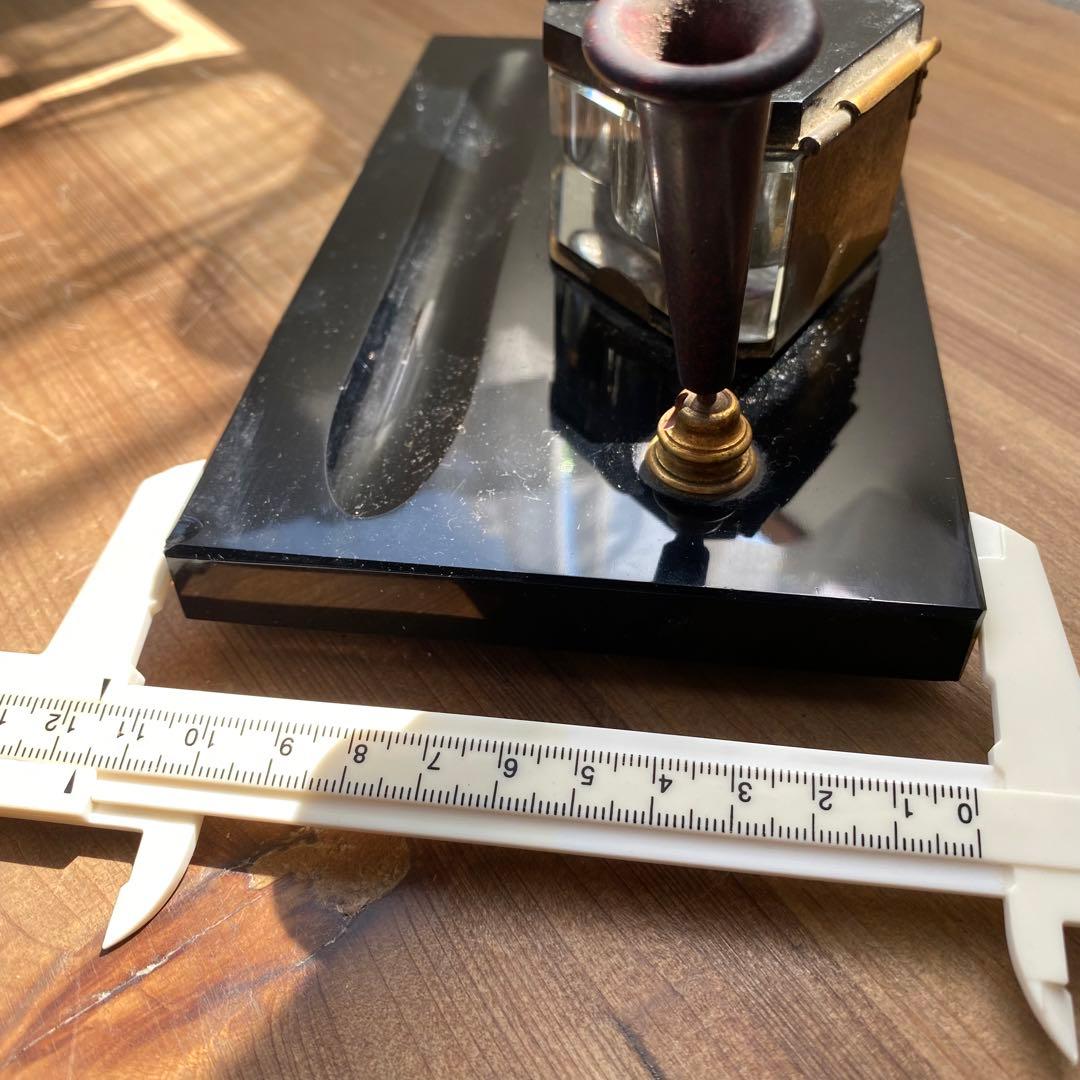 アンティーク　デスク　ペンホルダー インク壺 黒　インクポット　古道具