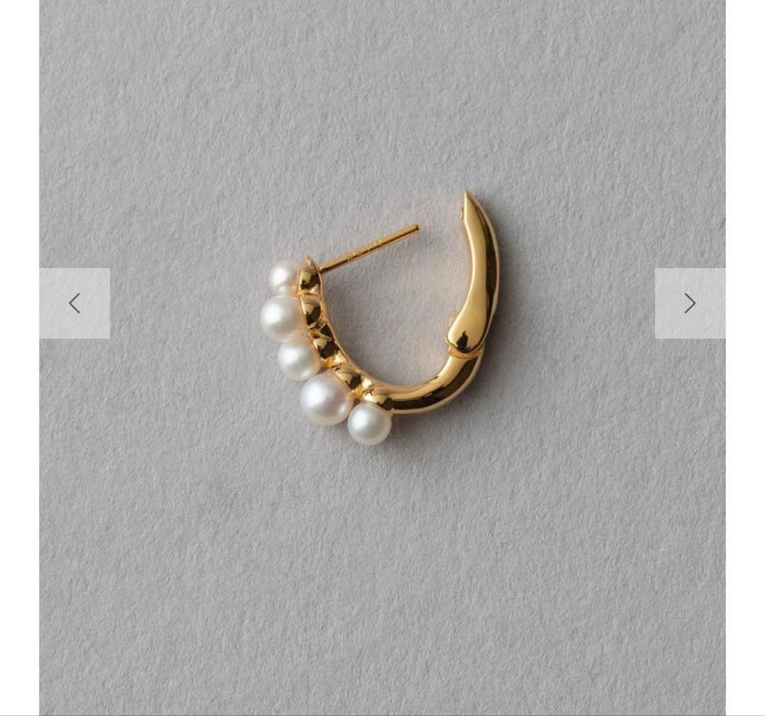 ete パール付きゴールドフープピアス