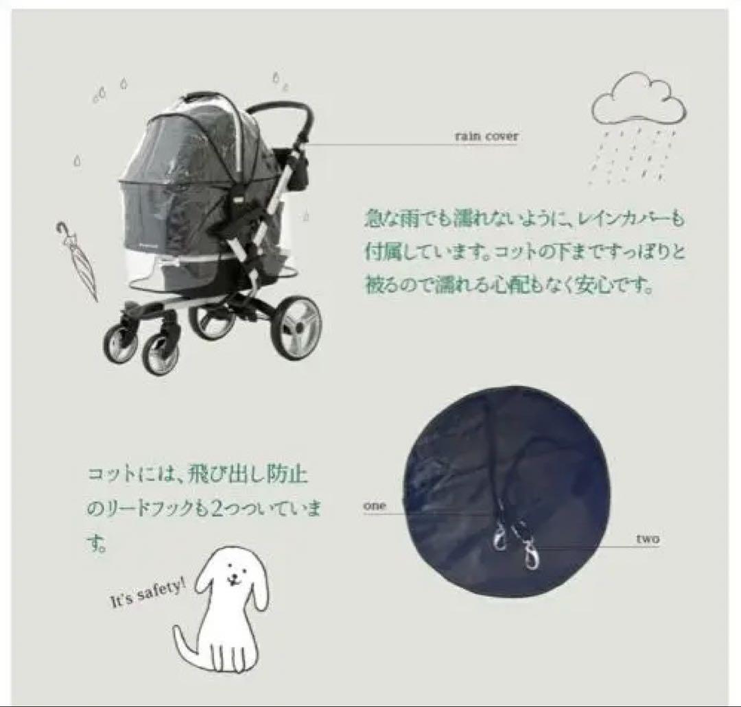 ぺい様　ピッコロカーネ　ベント　ペットカート 最大耐荷重50kg ダークグレー