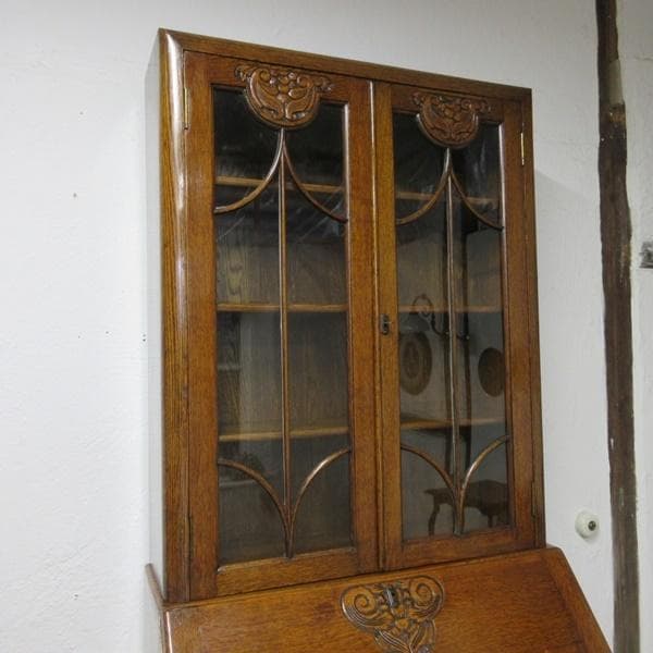 イギリス アンティーク 家具 ビューローブックケース デスク 本棚 6758c