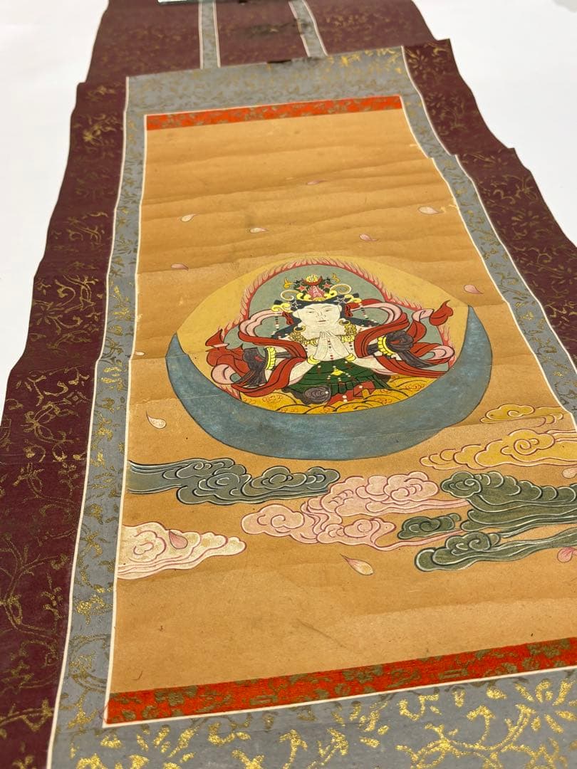 「勢至菩薩彩色木版画」1幅|江戸時代中期頃 仏教美術 仏像 木版刷り 和本