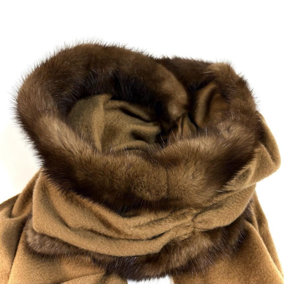 【未使用】FENDI カシミヤミンクマフラー キャメル イタリア製 元箱 タグ付