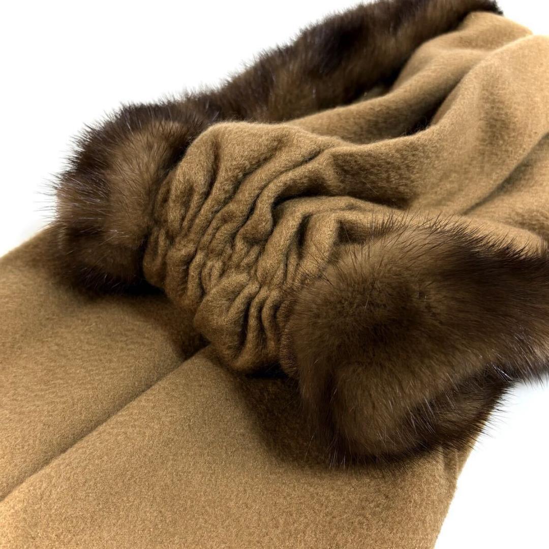 【未使用】FENDI カシミヤミンクマフラー キャメル イタリア製 元箱 タグ付