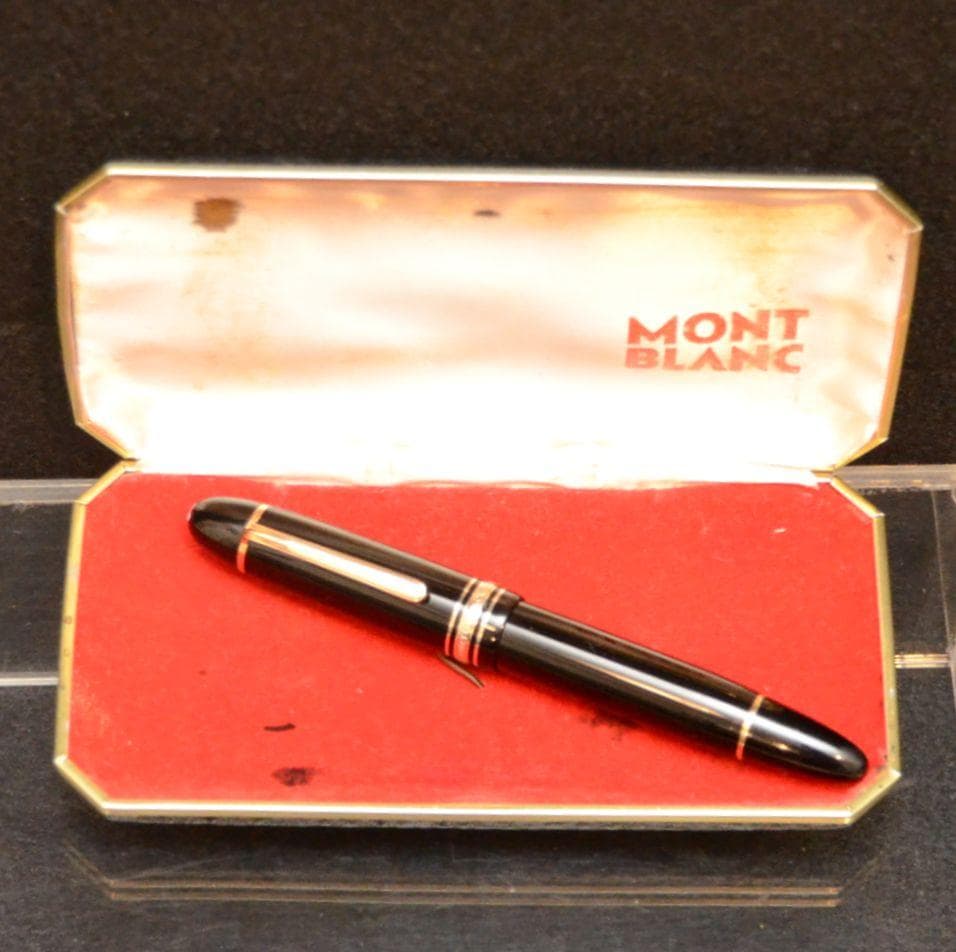 モンブラン149万年筆14C中金 エボナイト芯スチールケース付 細字EF 超美品