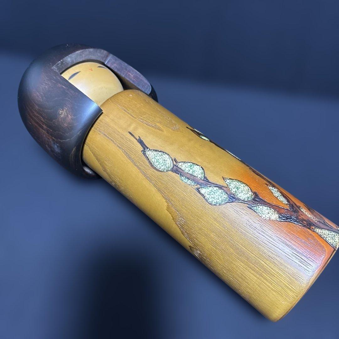 大サイズ 卯三郎 創作こけし ねこやなぎ 31センチ木札付き 箱入り