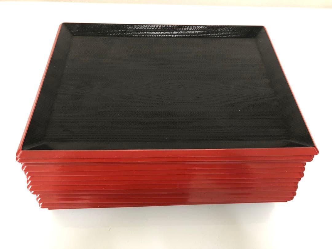 中古⚪️ラーメン、定食用トレー漆器 膳 約30cm x 25cm 20枚セット
