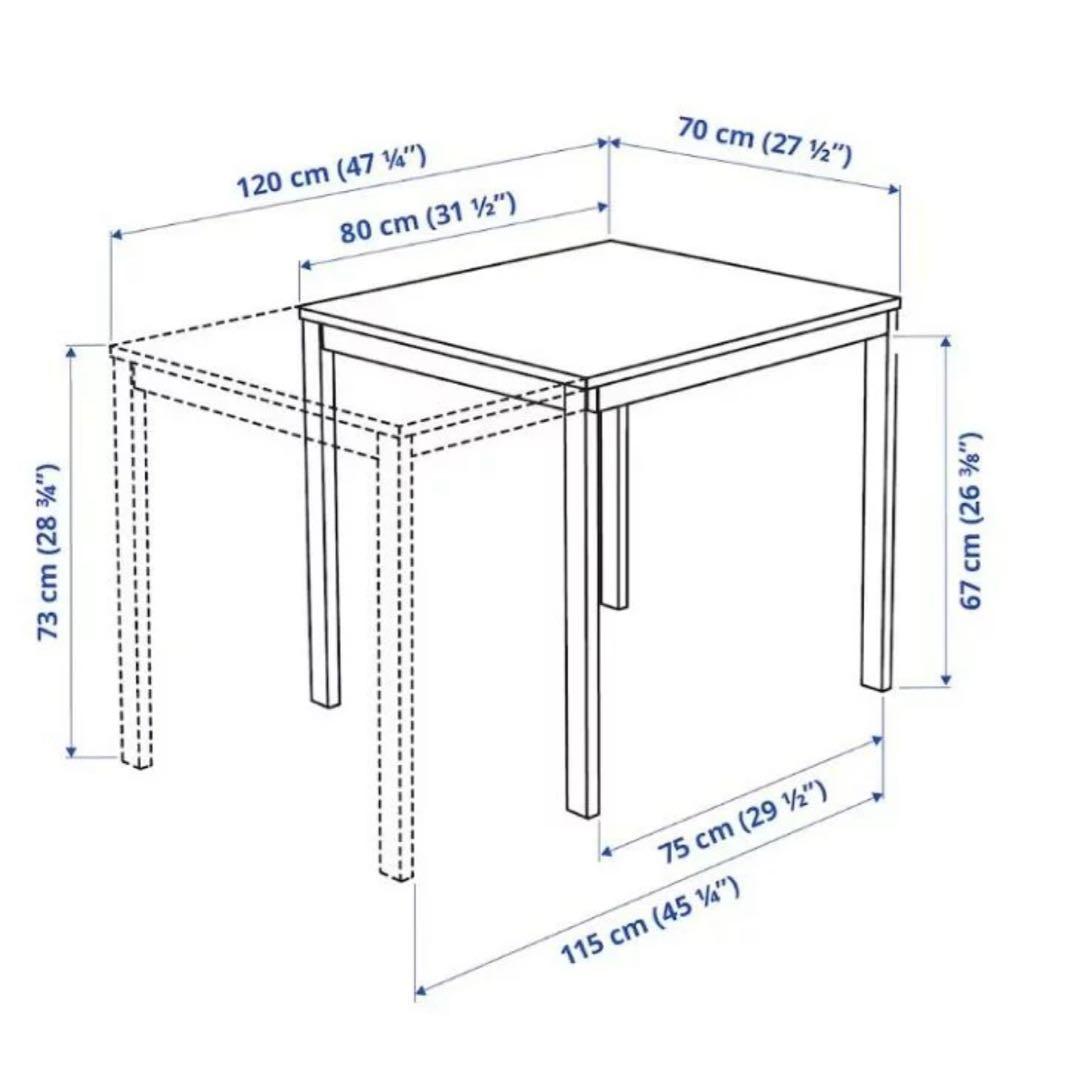 【LAC】テーブル 80/120 x 70 cm ダークブラウン　椅子4脚