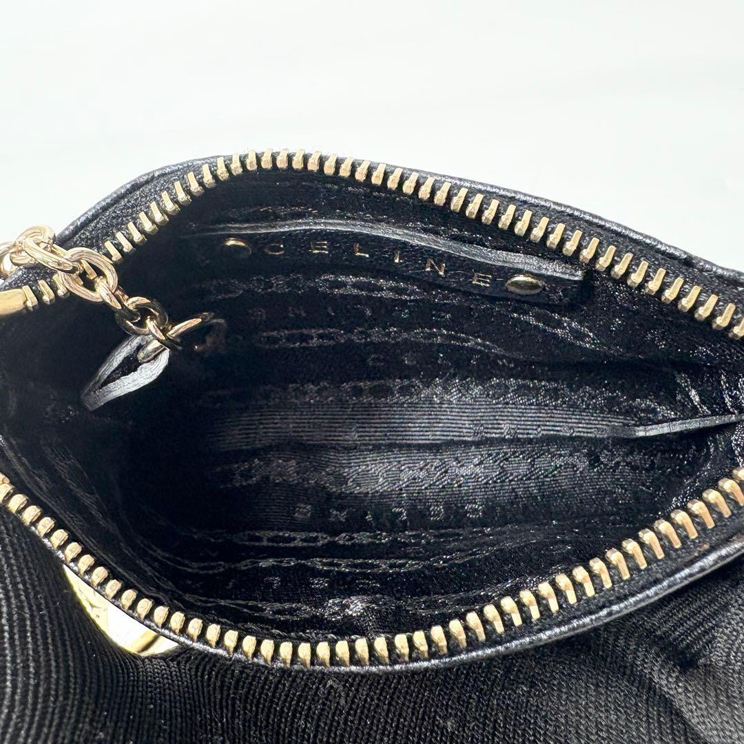 セリーヌ　CELINE トリオンフ　レザー　ケース　キーチェーン付　黒.
