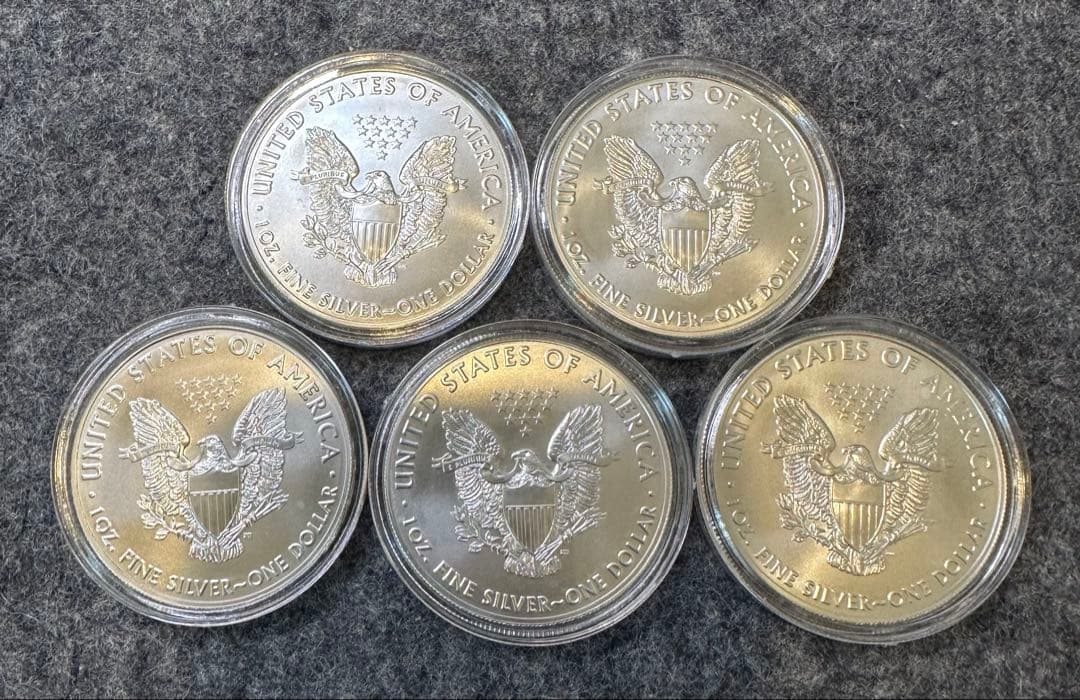 2020年アメリカ「イーグル銀貨」 1オンス 5枚セット(クリアーケース付き)