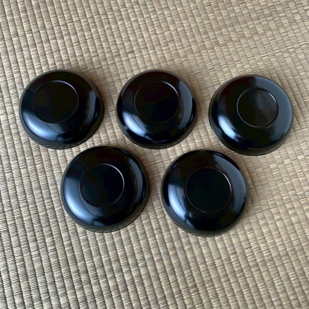 時代 輪島塗【富士松原蒔絵 小皿5客組】銘々皿 天然木 漆塗 懐石 茶道具