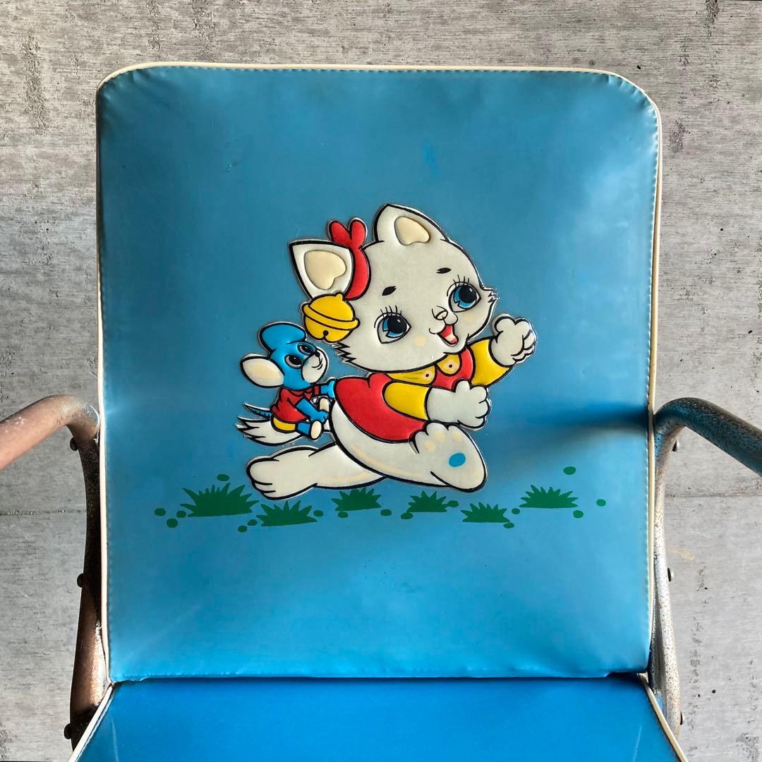 ベビーチェア 子供椅子 ハイチェア 家具 ビニール 青色 ポップ 昭和 レトロ