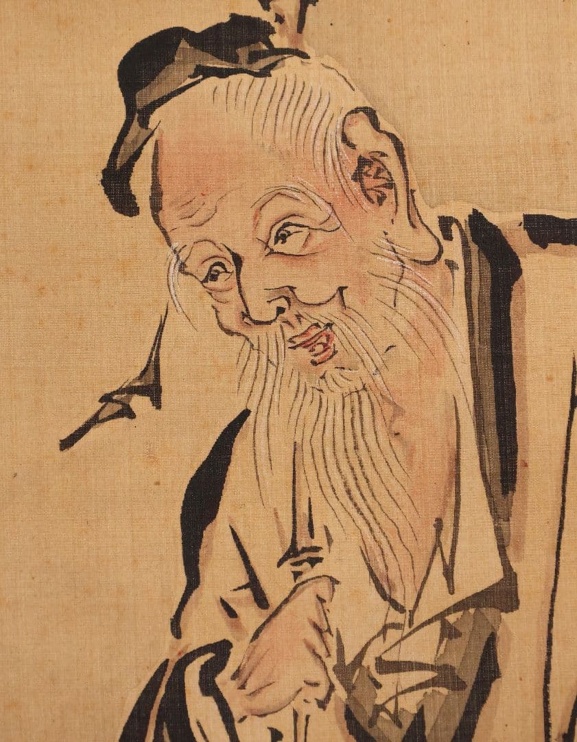 【模写】日本画 台賜如春斎典寿(勝部如春斎) 仙人唐子図 絹本 掛軸 MA834