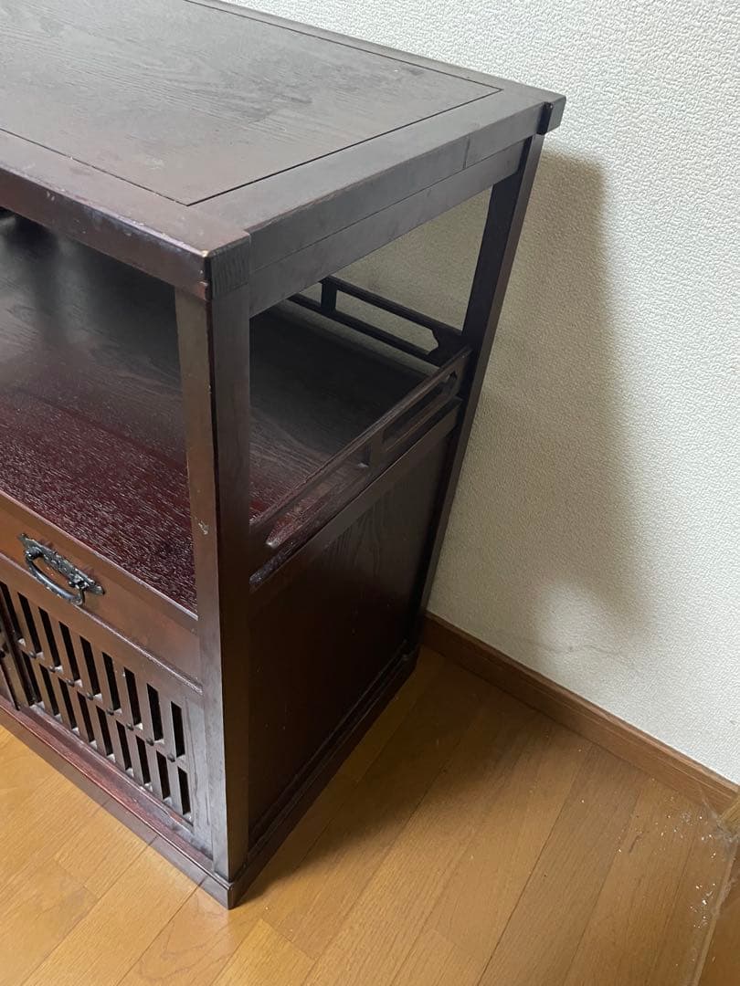 レトロ　キャビネット　チェスト　和風ダークブラウン収納家具 中型