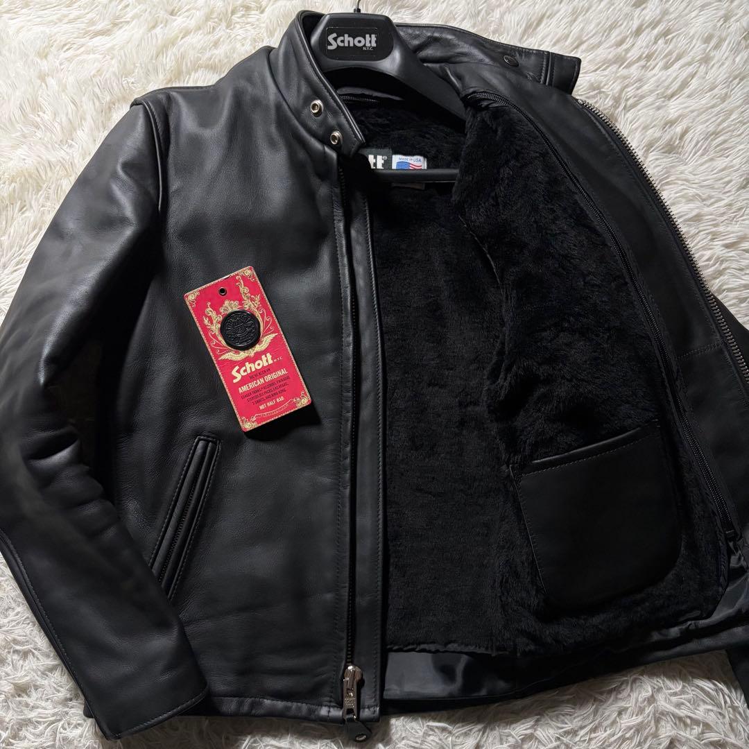 w*a様 未使用級/新型✨schott ライダースジャケット　641 黒　本革