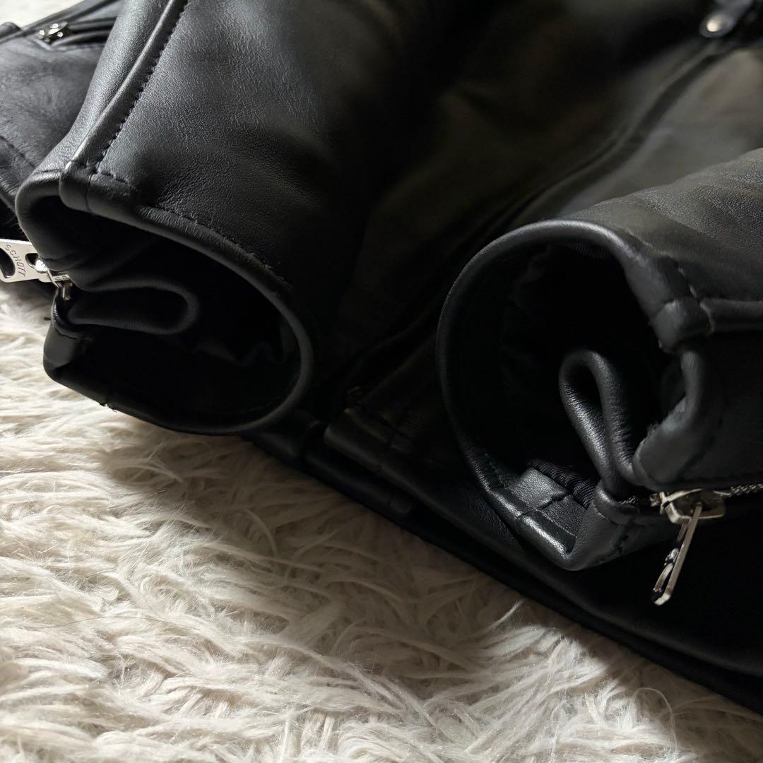 w*a様 未使用級/新型✨schott ライダースジャケット　641 黒　本革