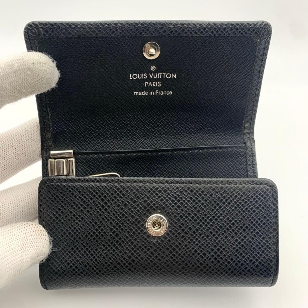 美品 ルイヴィトン ミュルティクレ6 キーケース キーホルダー 革 タイガ 黒