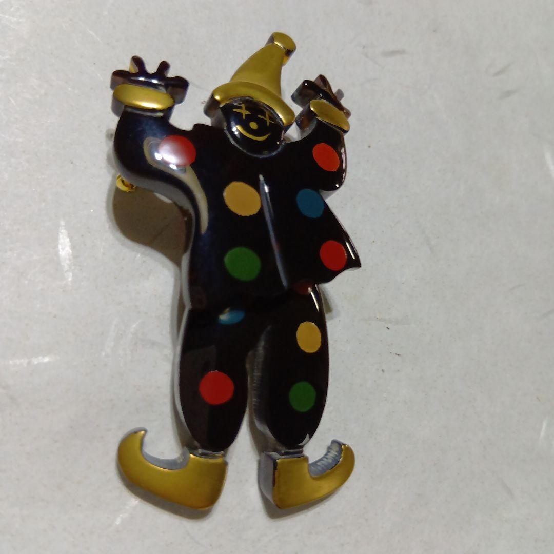 鼈甲蒔絵付きピエロペンダントブローチ