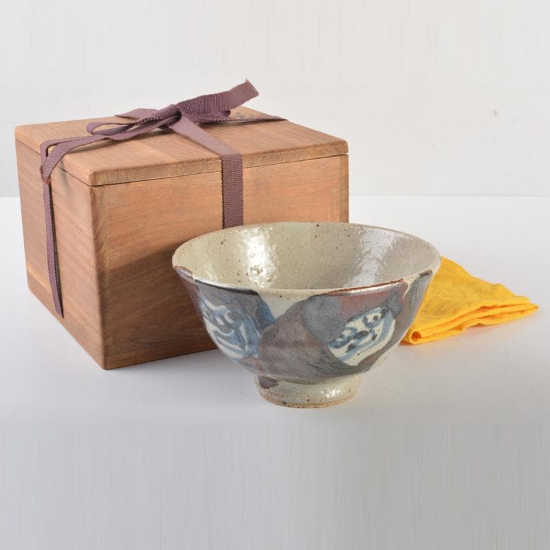 茶道具　染付　微風吹幽松　近聴声愈好　茶碗　清水公照絵付　共箱　V　6609