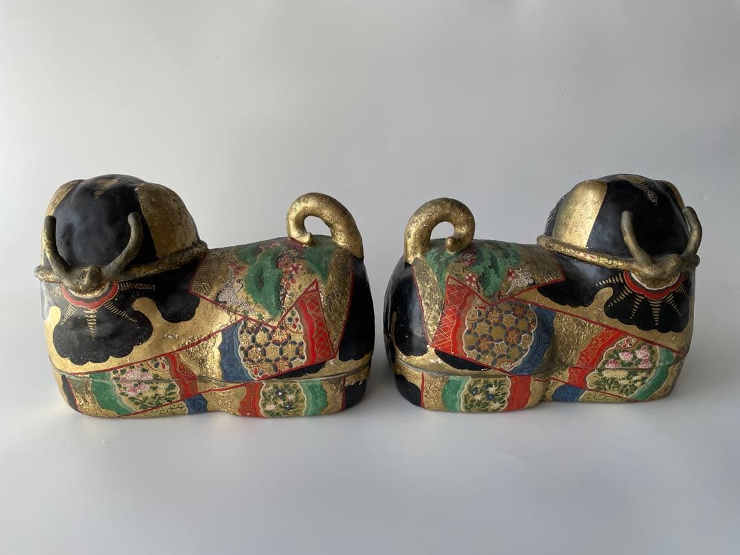 【江戸期】犬筥 一対 大型 24cm 彩色金彩 古美術 骨董品 有職飾り 希少品