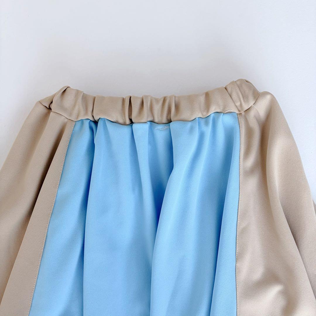 ユウショウコバヤシ ジャージ スカート バイカラー フリル Aライン 膝丈