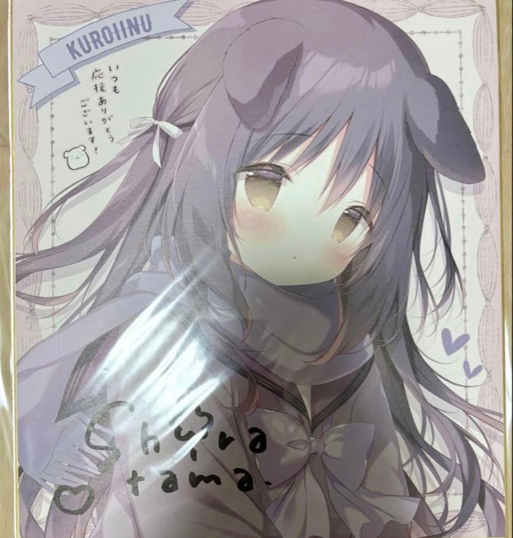 しらたま しらたまこ FANBOX継続特典 直筆サイン 色紙 くろいいぬ