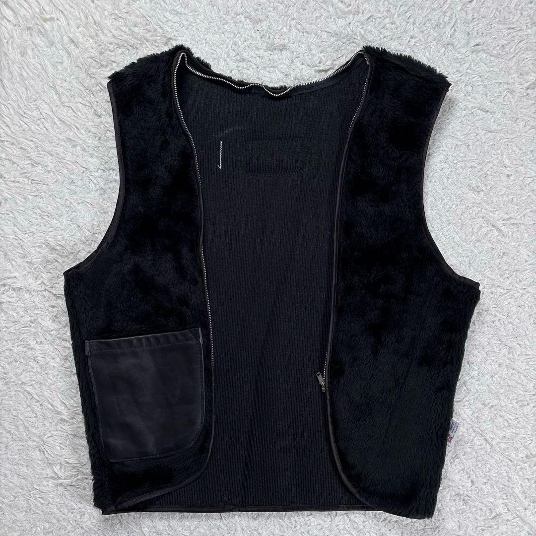 ✨希少・ボアライナー✨ショット　トラッカージャケット　レザー　米国製　袖リブ　黒