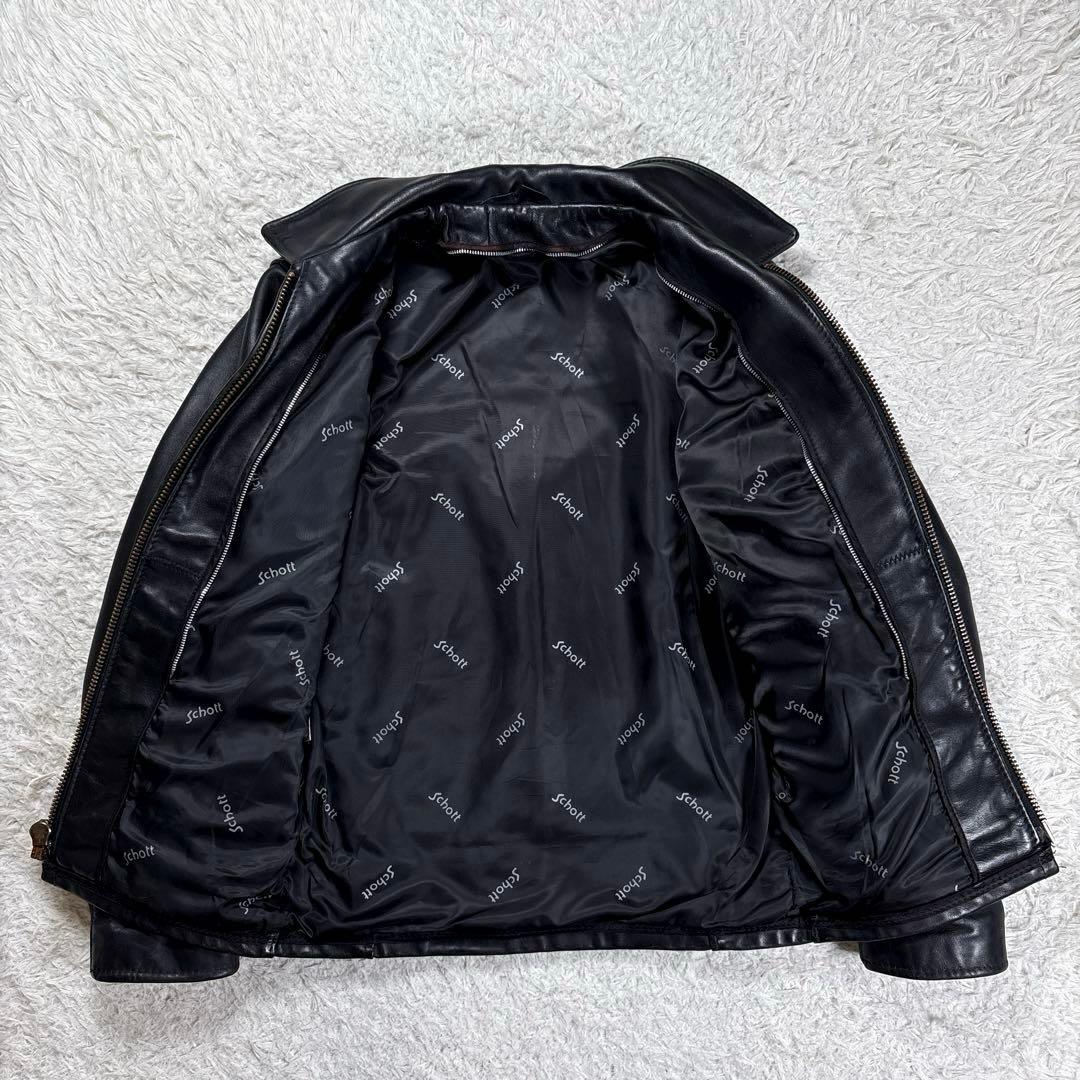 ✨希少・ボアライナー✨ショット　トラッカージャケット　レザー　米国製　袖リブ　黒