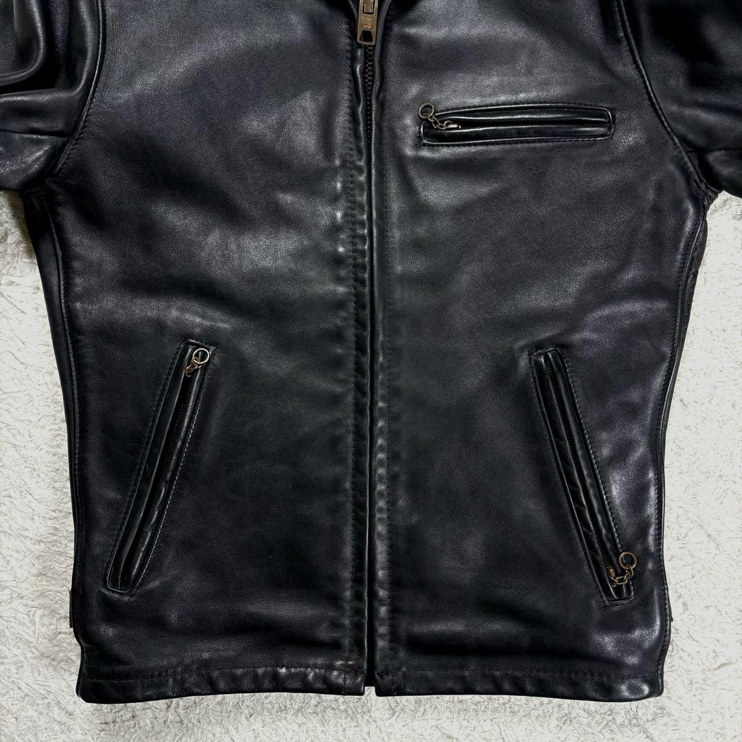 ✨希少・ボアライナー✨ショット　トラッカージャケット　レザー　米国製　袖リブ　黒