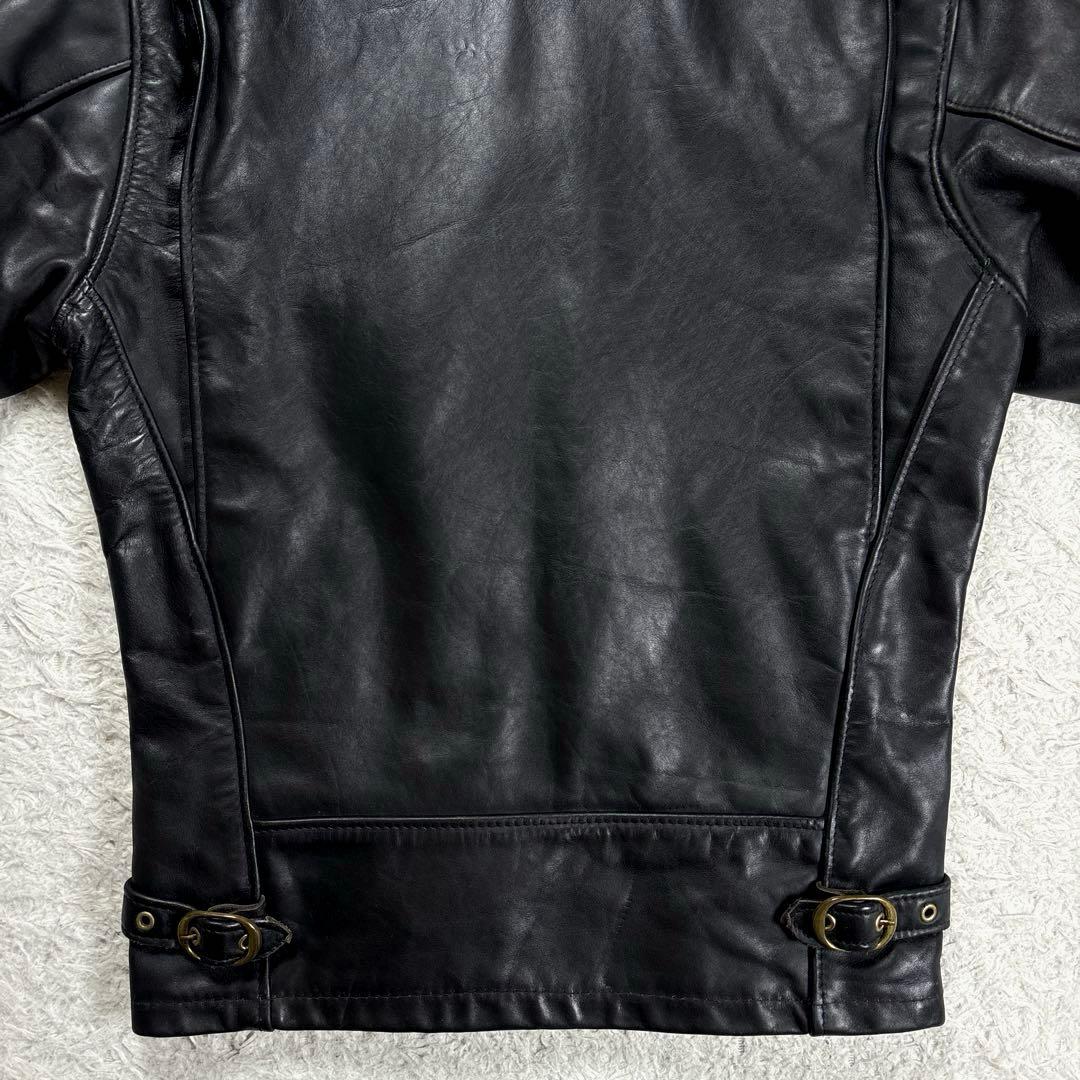 ✨希少・ボアライナー✨ショット　トラッカージャケット　レザー　米国製　袖リブ　黒