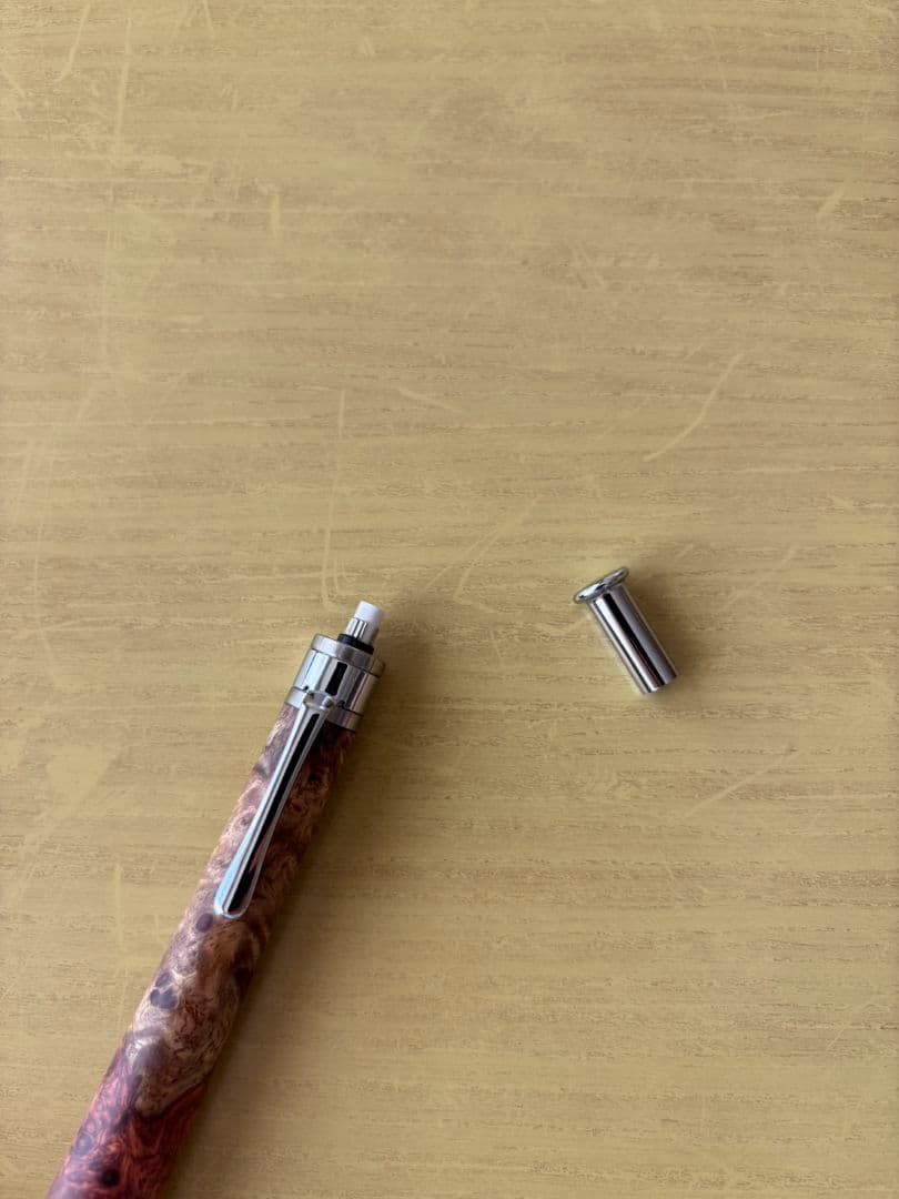 工房楔　シャーペン　花梨紅白こぶ杢　0.5mm　アルミタイプ