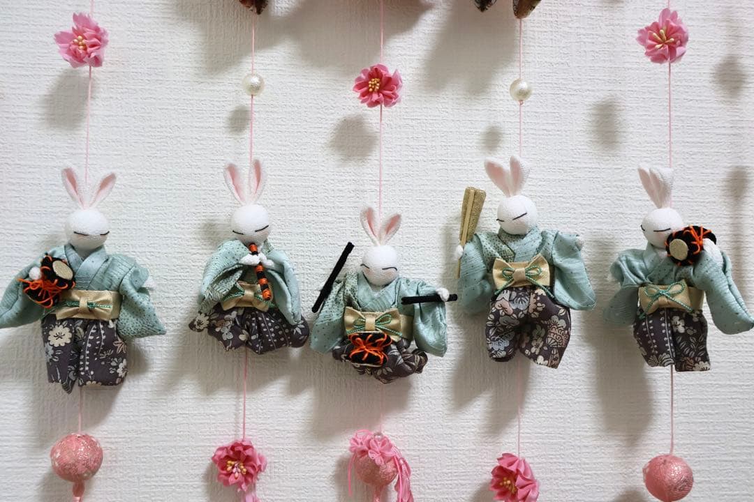 特大　五段飾り風　　桃の花お雛様　　　（壁掛け　つるし飾り）